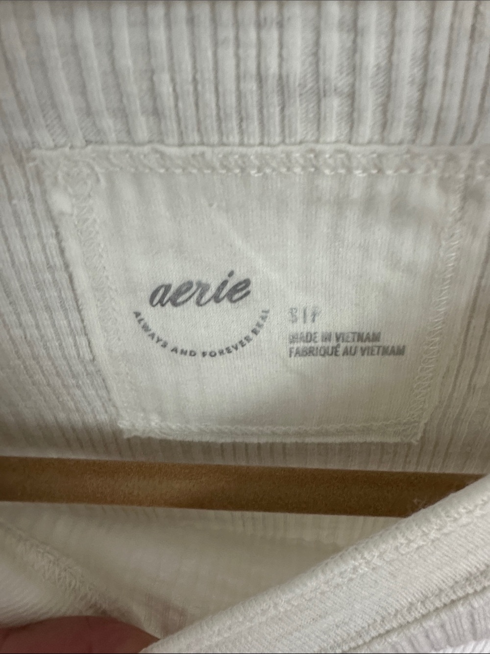 BNWT Aerie Ribbed Long Sleeve Crewneck Top - Ivory - Picture 2 of 7